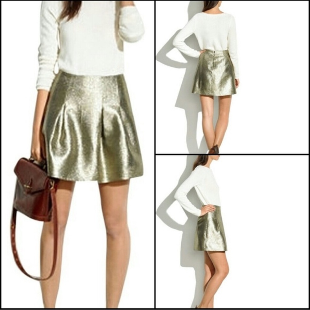 Metallic Silver High-Waisted A-Line Skater Mini Skirt